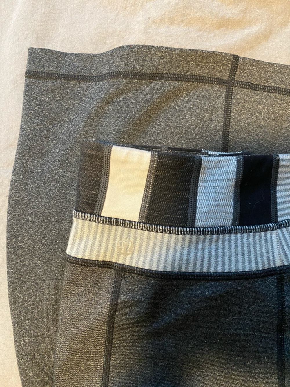 lululemon athletica Gray Boot-Cut Flare Pants with Striped Waistband